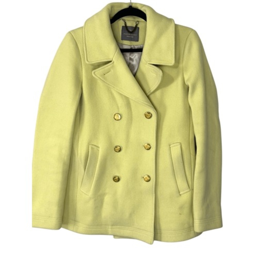 J. Crew Yellow Stadium Cloth By Nello Gori Majesty Wool Peacoat Citron Size 4